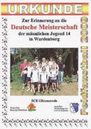 Erinnerungsurkunde für die Teilnahme bei den Deutschen Meisterschaften am 05./06.09.09 in Wardenburg